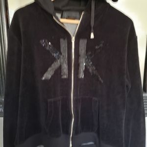 KARDASHIAN Kollection BLK VELVET Zip Up Hoodie